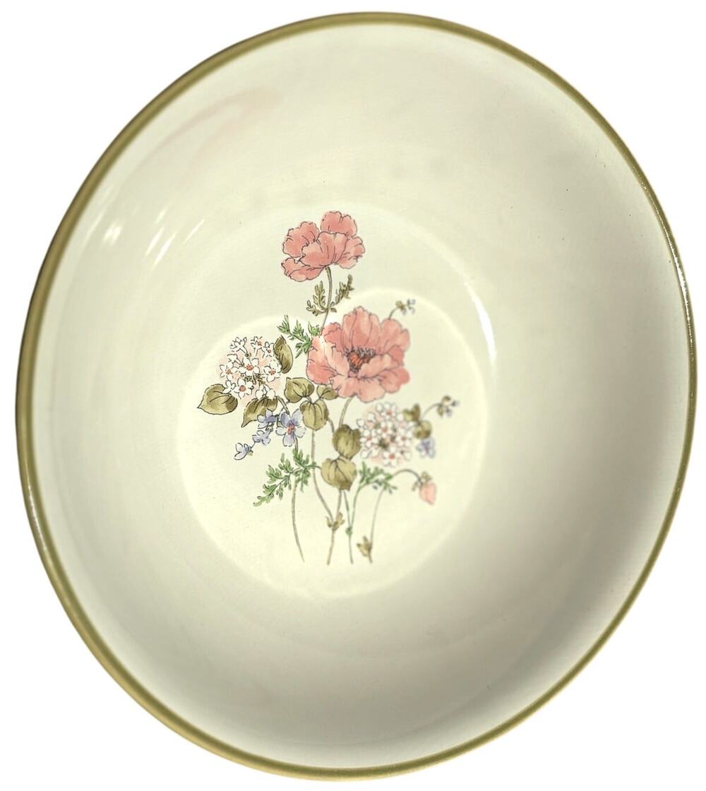 Vintage Nitto Overtones Poppycock 1829 Floral Round Serving Vegetable Bowl Japan